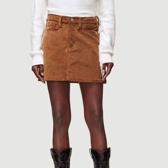 FRAME Le Mini Skirt Warm Tan Thin Corduroy 24 - Picture 1 of 10